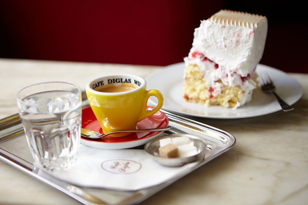 Coffee and cake at Cafe Diglas